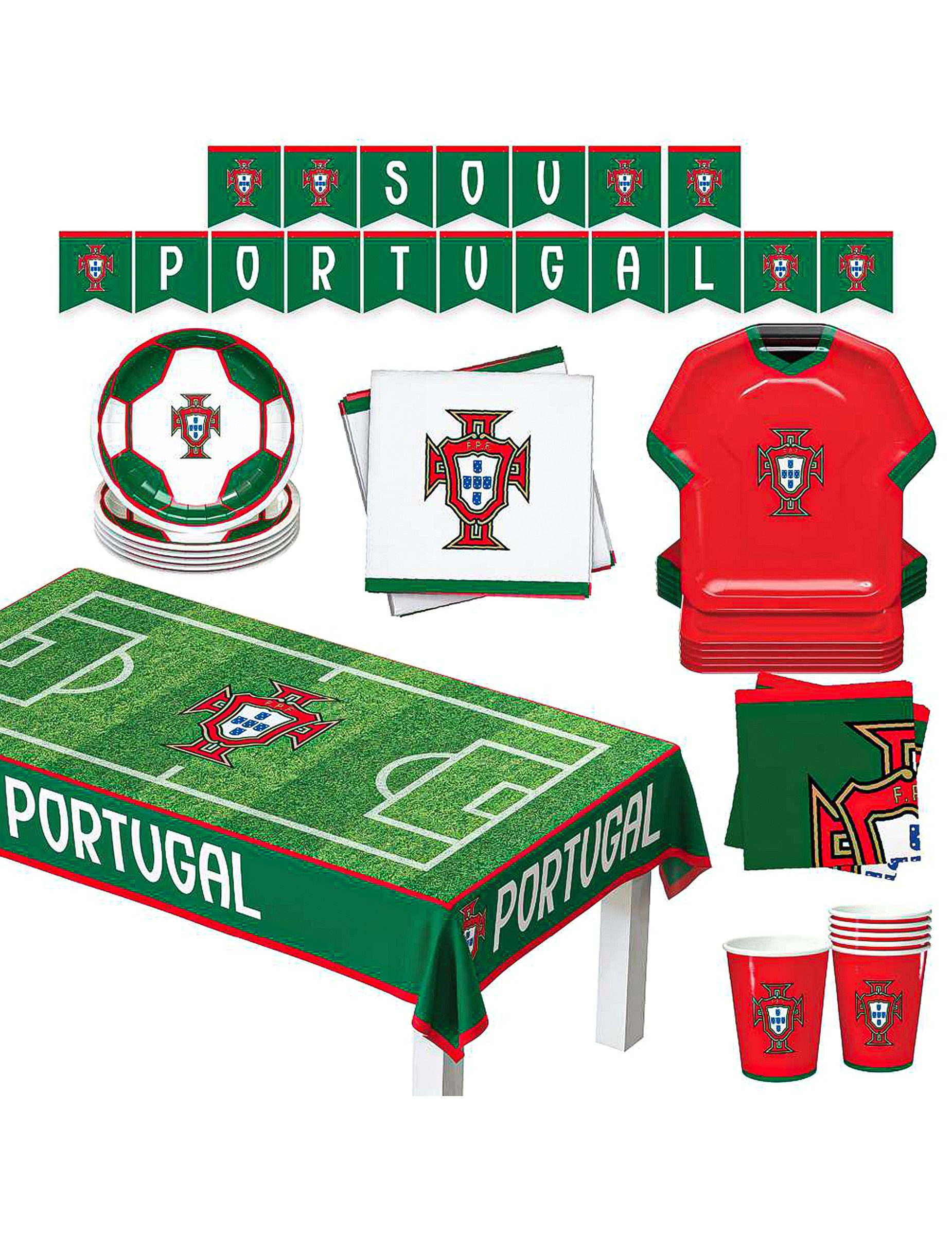 Kostüm 44-teiliges Portugal Fußball Nationalelf Party-Set
