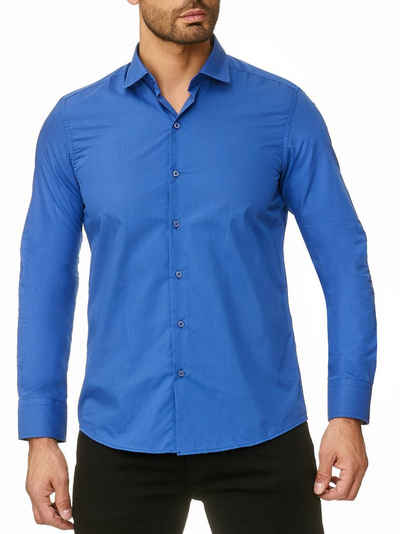 Reslad Langarmhemd Reslad Herren Hemd Kentkragen Unicolor Langarmhemd RS-7002 Freizeithemd Businesshemd mit Stretch-Anteil