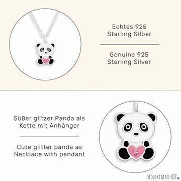 Monkimau Kette mit Anhänger Panda Halskette Damen Silber Schmuck (Packung)
