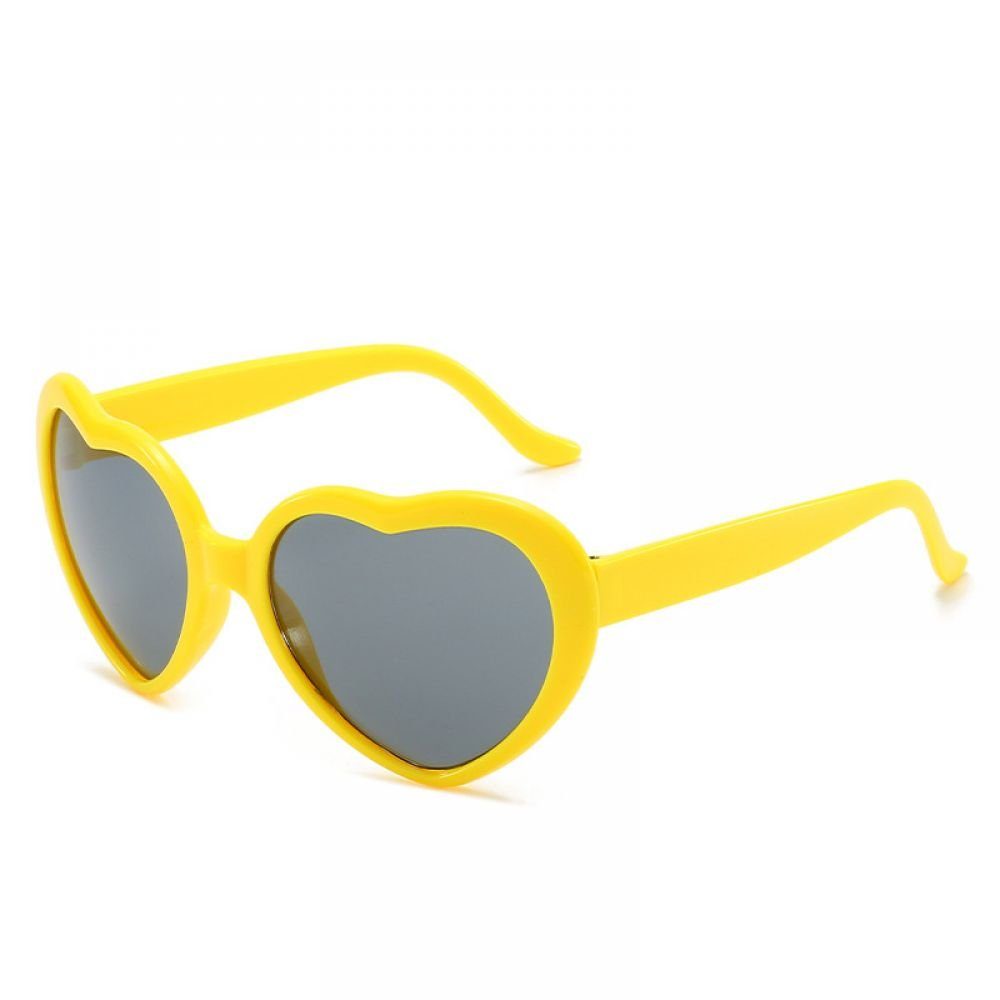 Sonnenbrille Herzförmige Deko Accessoires GelldG Brille, Herz Hippie weiß/gelb Sonnenbrille,