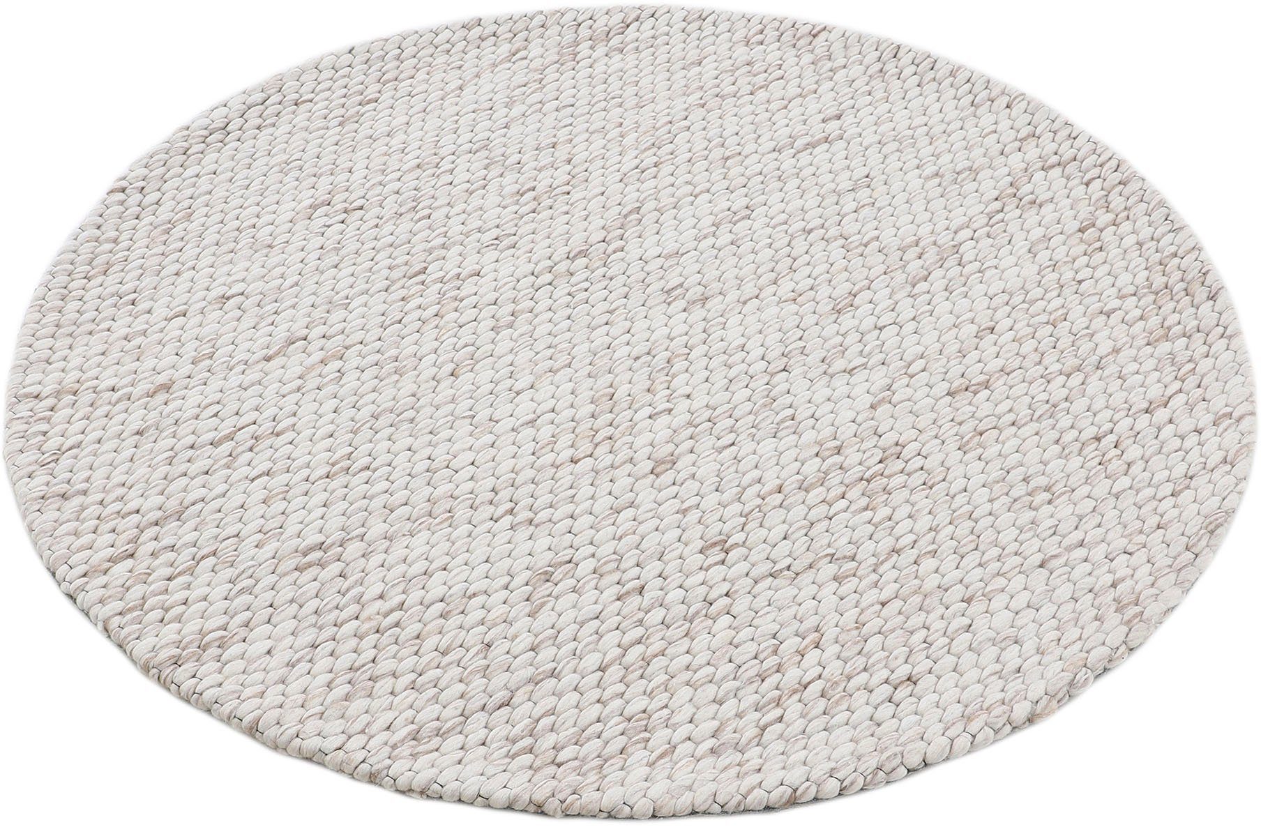 carpetfine Wollteppich Sina, rund, Höhe: 14 mm, grobe Struktur, Zeitloses Design, reine Wolle, Wohnzimmer