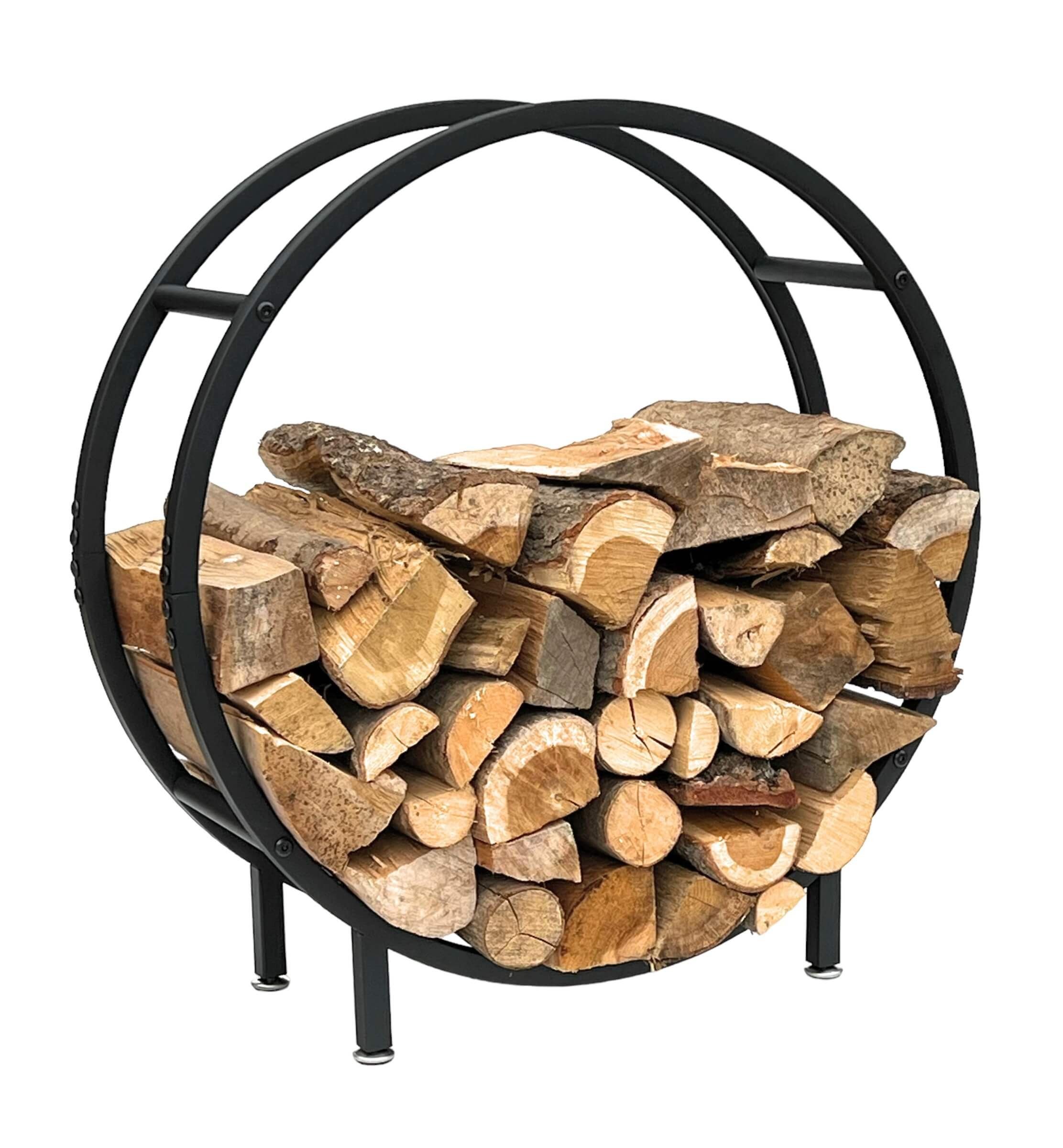 DanDiBo Kaminholzregal Metall Schwarz Rund 60 cm Kaminholzständer Kaminholz, Freistehendes Kaminholzregal