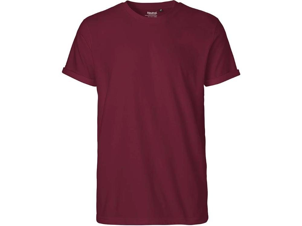 Neutral T-Shirt Neutral Bio-Herren-T-Shirt mit Roll-Up-Ärmeln bordeaux