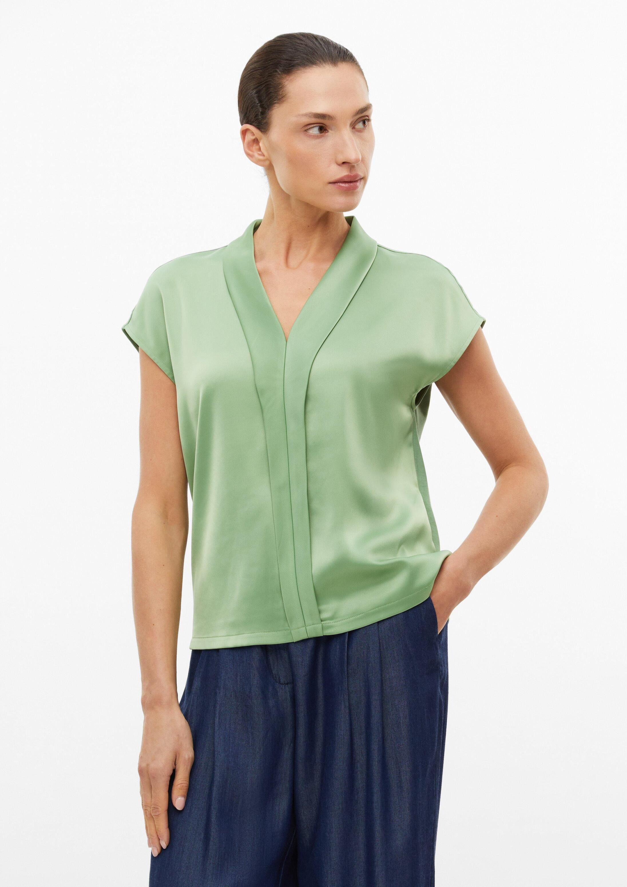 s.Oliver Kurzarmshirt T-Shirt T-Shirt aus Viskosemix mit Faltendetail