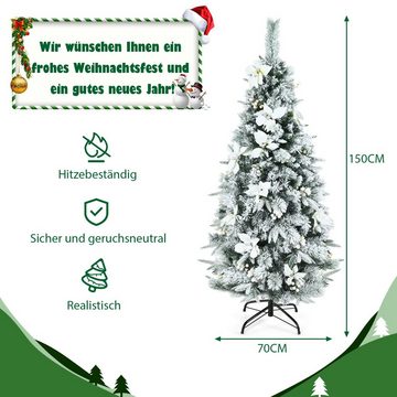 COSTWAY Künstlicher Weihnachtsbaum, 339 PVC Zweige mit Schnee, Ständer