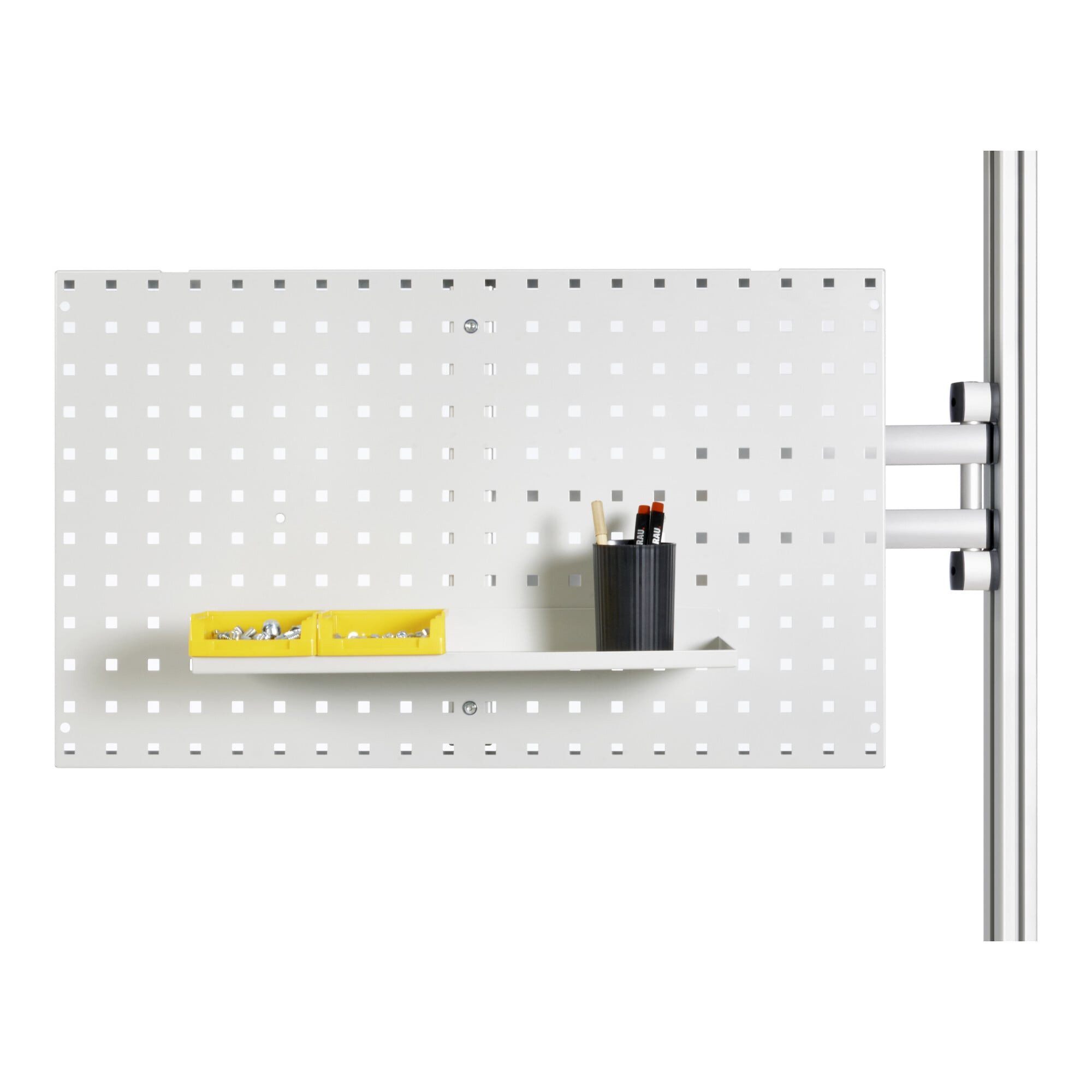 RAU Büromöbel-Set Rau Schwenkarm mit 3 Gelenke, Reichweite 540 mm inklusive Lochplatte