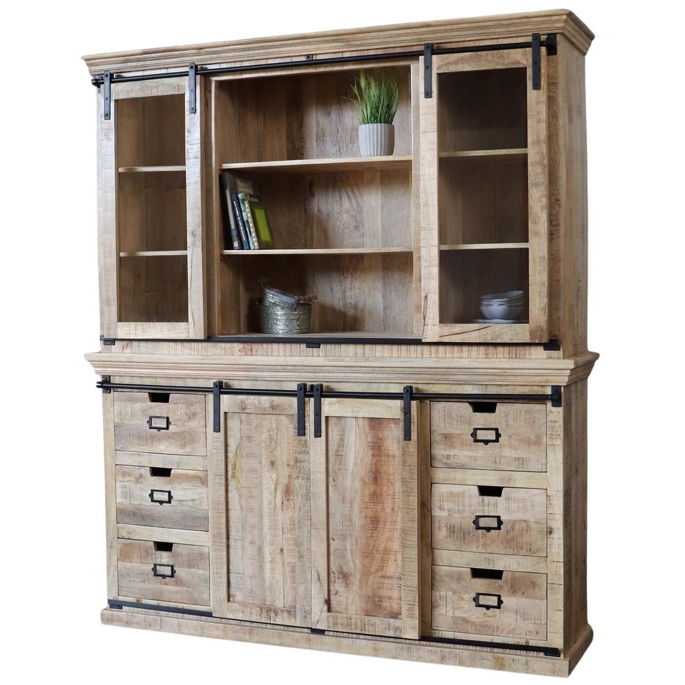 baario Buffet Schrank VODICE 180cm massiv Mangoholz Buffetschrank Landhaus Vintage