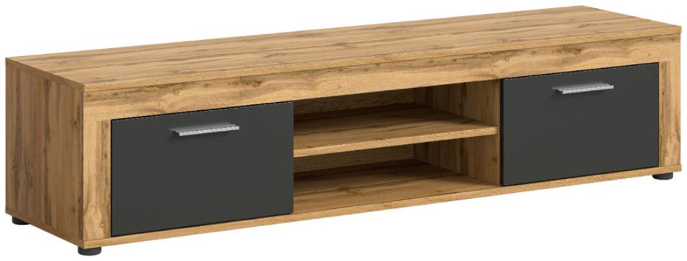 ebuy24 TV-Bank Jam TV Tisch 2 Klappentüren, 2 Regale grau, Eiche (1 St)