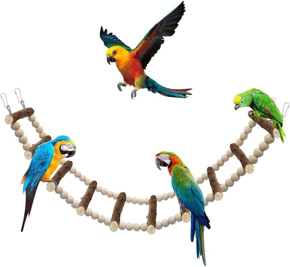 FELIXLEO Vogelspielplatz Vogelspielzeug Holzleitern 10 teilig 64 cm für Wellensittich
