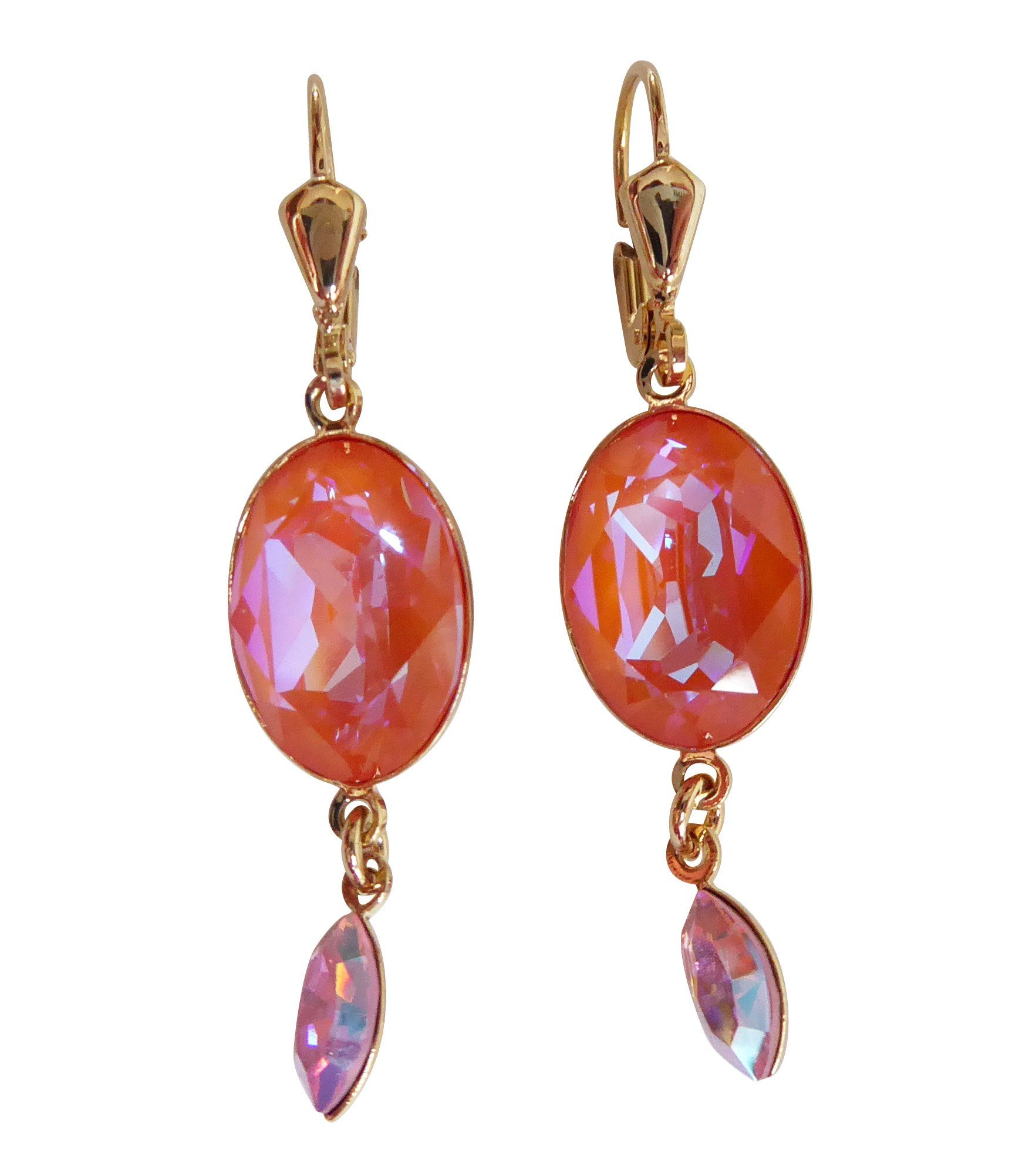 Mugello Paar Ohrhänger Luana orange vergoldet festlich modisch Party, Handgefertigter Modeschmuck, made in Germany