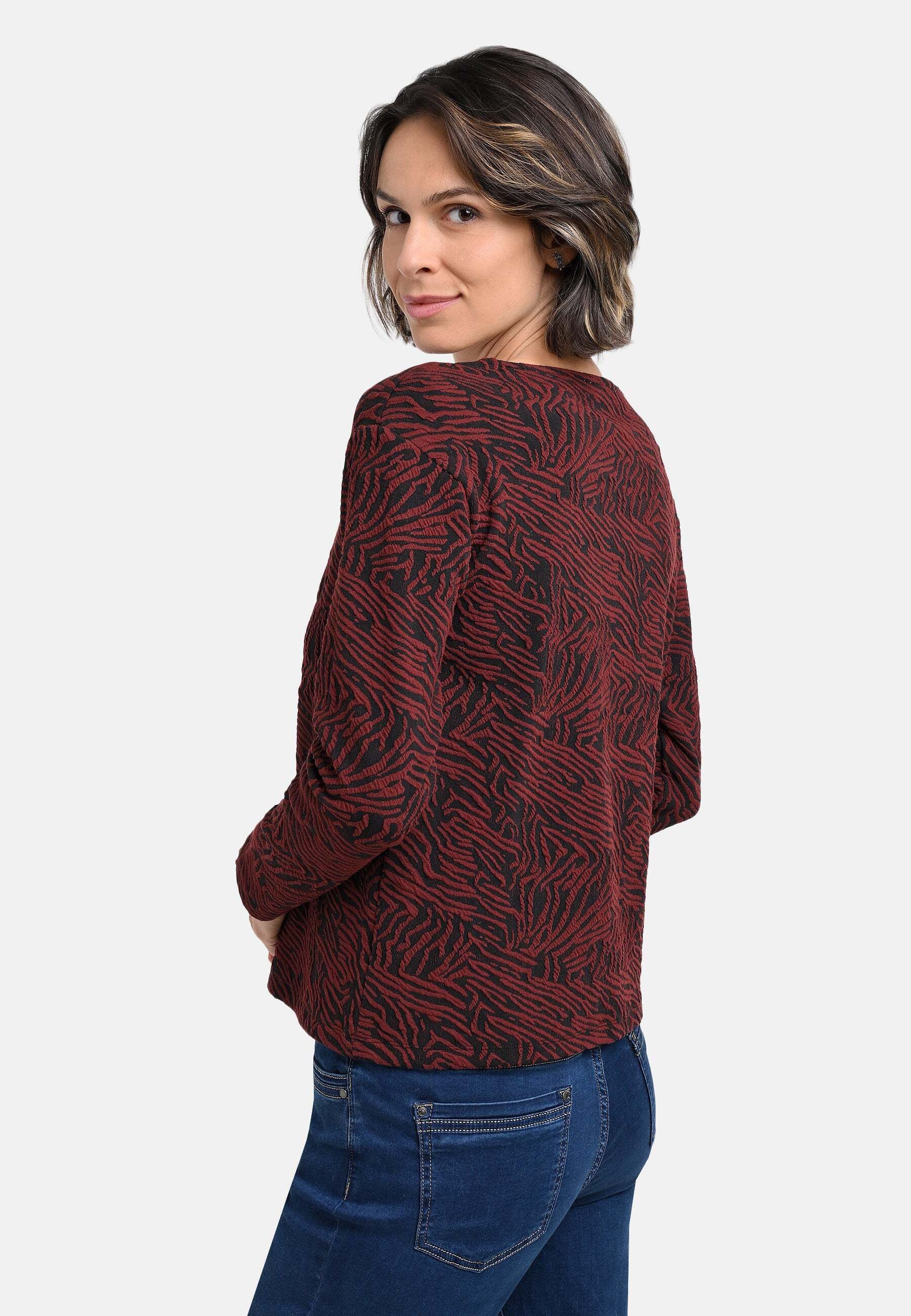 BICALLA T-Shirt Shirt mit Cloqué-Muster in Bordeaux/Schwarz (1-tlg) günstig online kaufen
