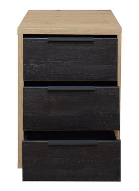 freiraum Nachtkommode Clyde, in asteiche / flamed wood black - 49x70x45cm (BxHxT)