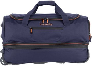 travelite Reisetasche Basics, 55 cm, marine/orange, Duffle Bag Sporttasche mit Trolleyfunktion und Volumenerweiterung