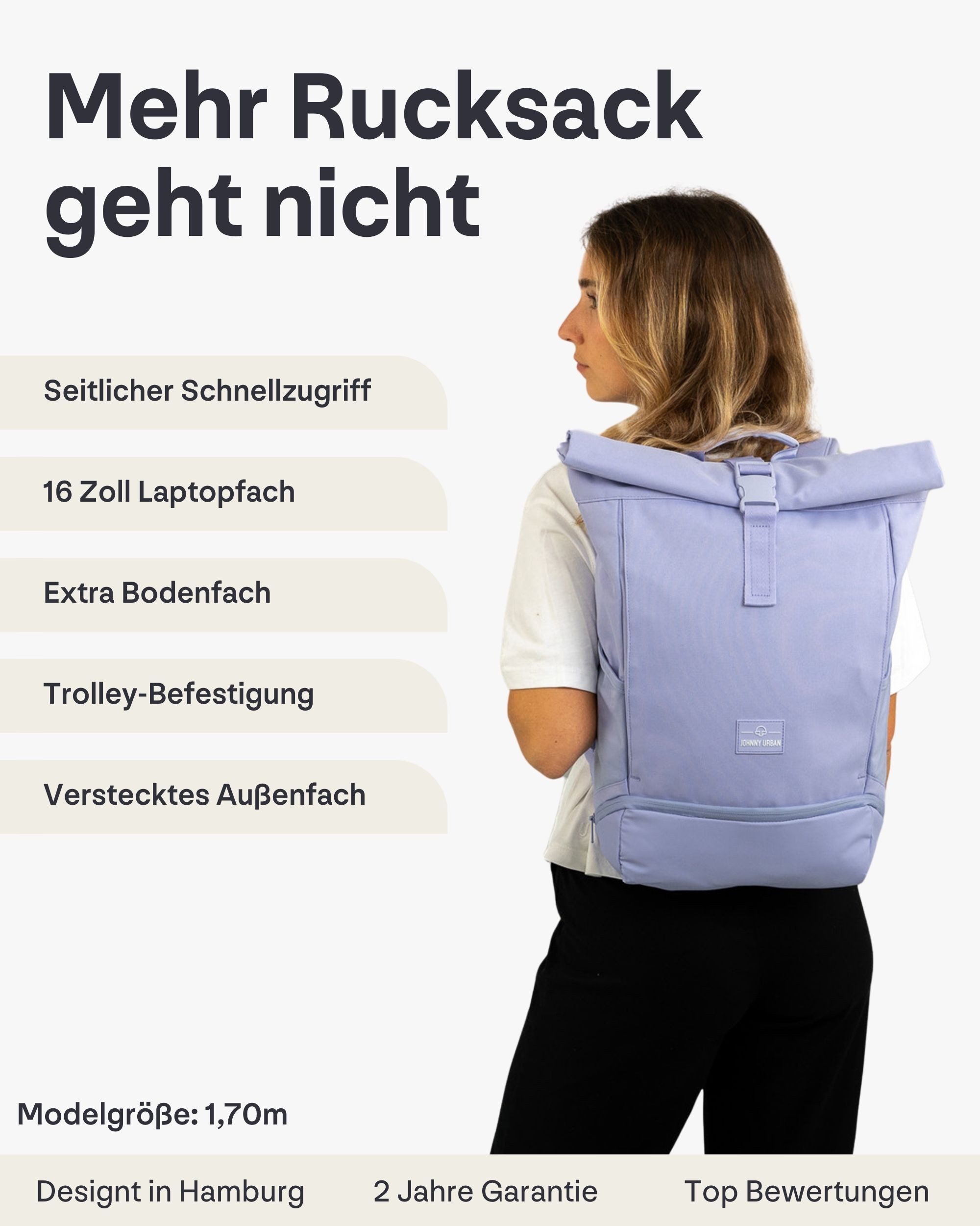 Johnny Urban Cityrucksack Allen Medium Rolltop mit Laptopfach (1-tlg), Wass günstig online kaufen