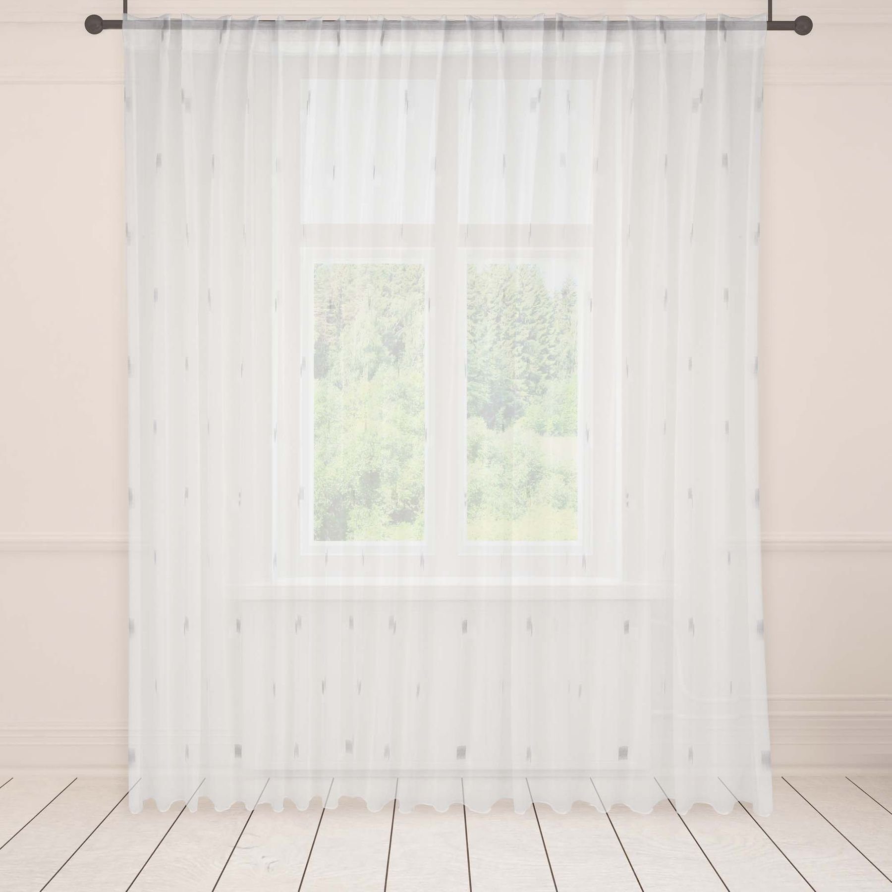 Gardine Scherli 90mm transparent, mit Voile St), Auf Store 100cm 200cm Maß Muster Faltenband Anfertigung, Faltenband St.Br Pflegeleicht 1:2 Gardine (1 Fertiggardine Asphald, f.Breite 1er