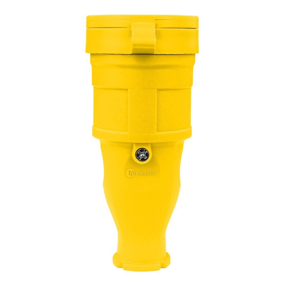 Steckdose spritzwassergeschützt 230V TP Electric IP54, Kupplung 2P+E Schutzkontakt-Gummikupplung gelb 16A Steckdose