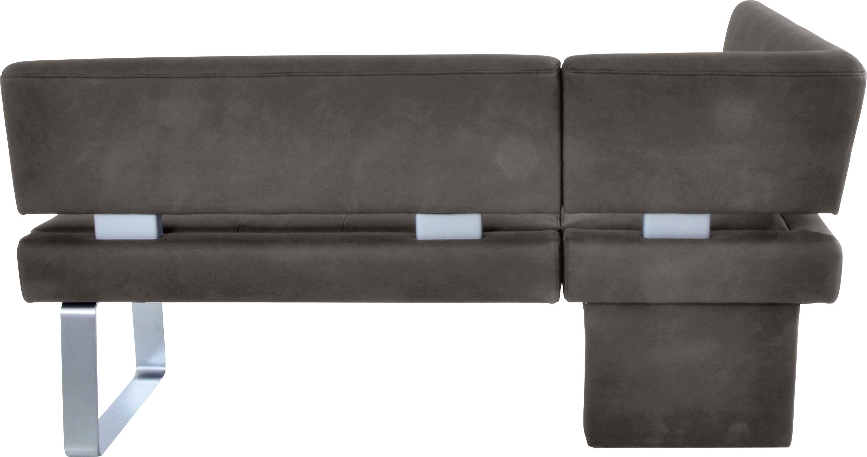 K+W Komfort & Wohnen Eckbank Santos II Esszimmerbank, gepolstert, Eckbank, wahlweise langer Schenkel 180cm rechts oder links