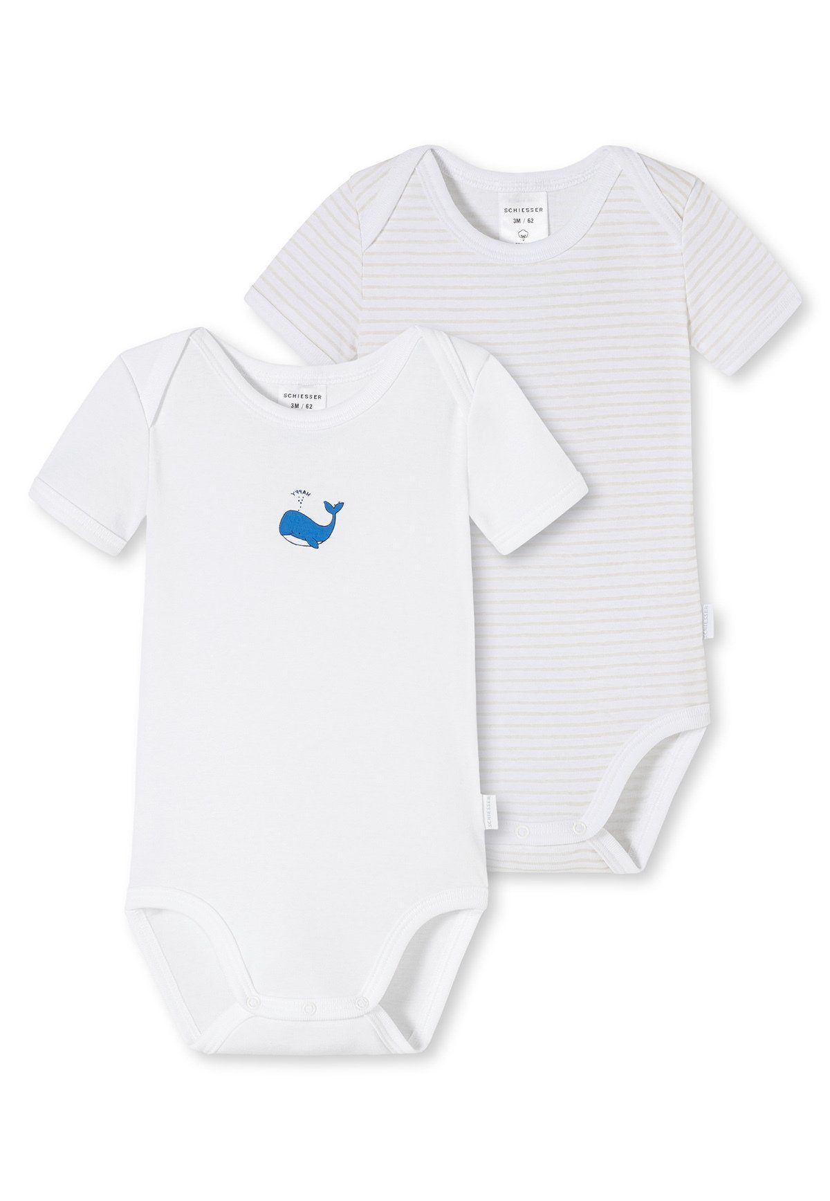 Schiesser Strampler Baby Body, 2er Pack - Kurzarm, Strampler Weiß2