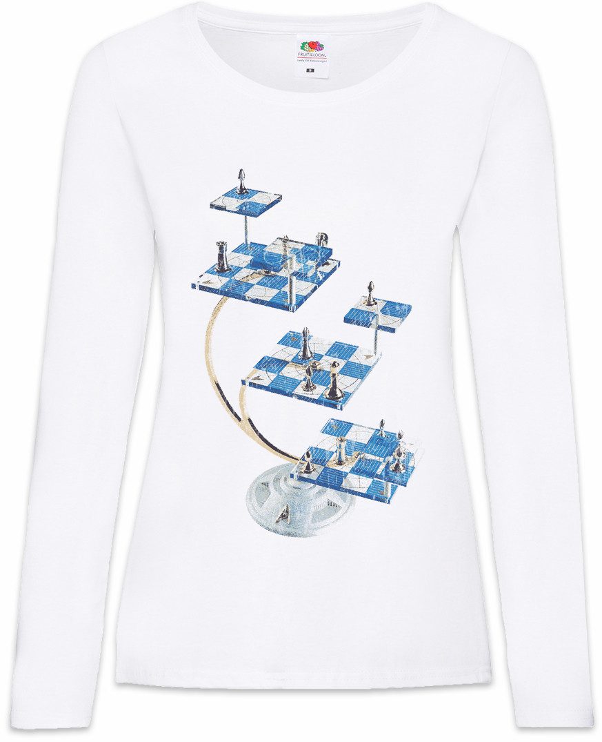 Langarmshirt Star Chess Damen Langarmshirt Schach Game Gamer Retro Trek Geek Nerd