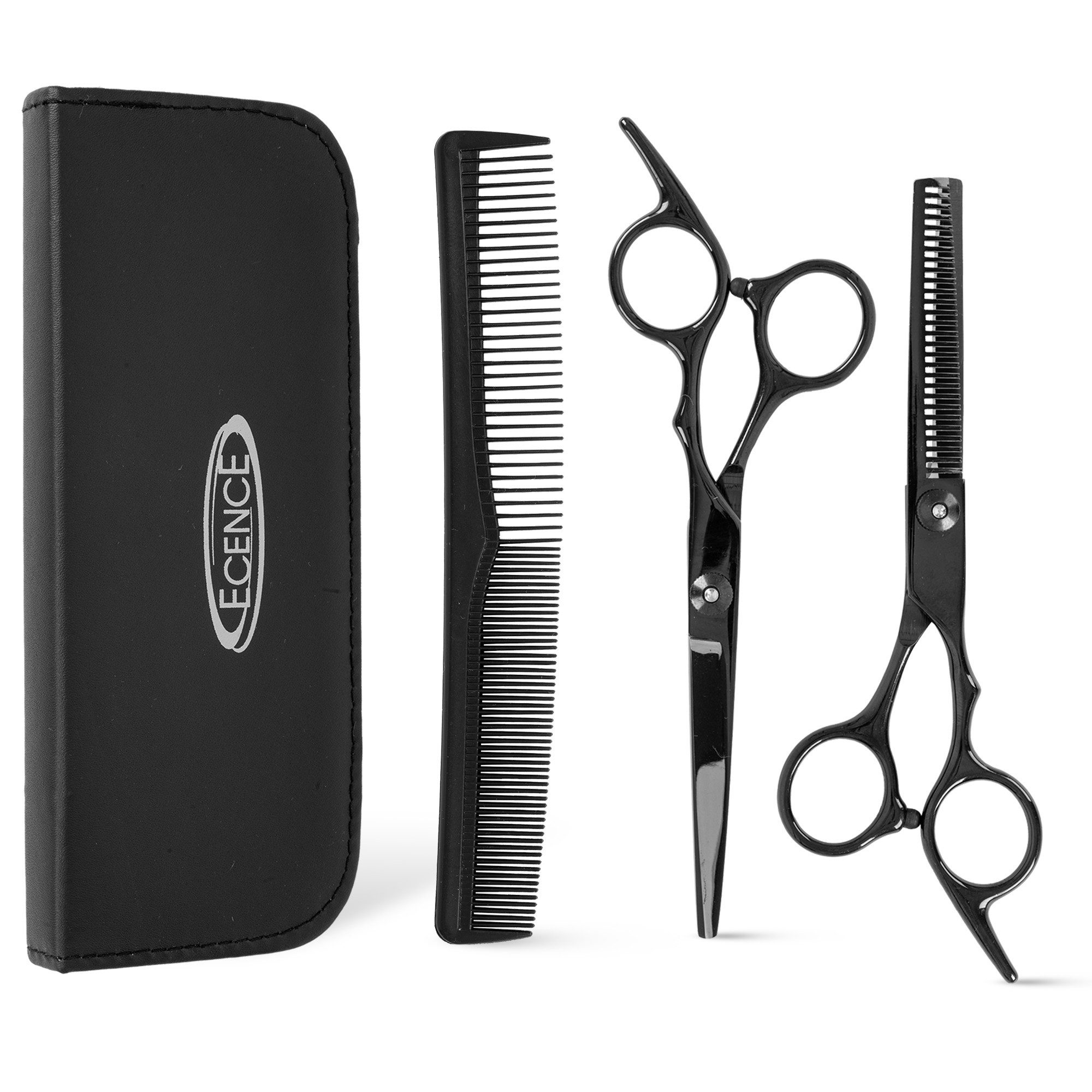ECENCE Haarschere Friseurscheren Set mit Tasche - Haarschneideschere, Effilierschere