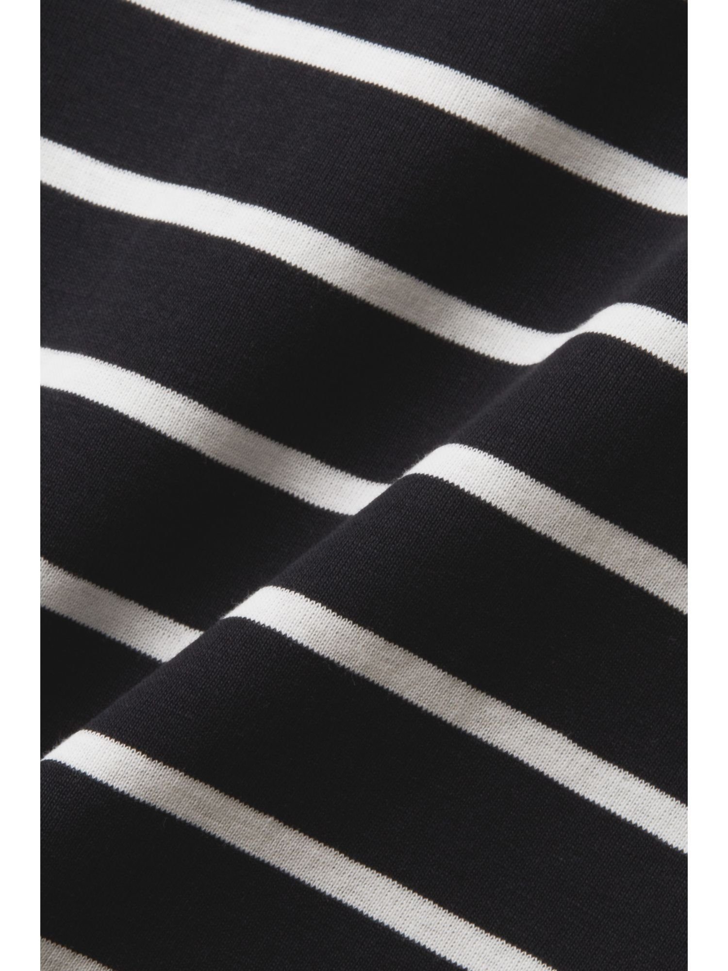 Ausschnitt rundem Collection mit BLACK Gestreiftes T-Shirt Baumwolltop (1-tlg) Esprit
