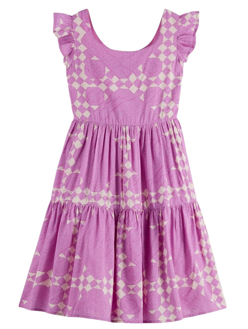 Scotch & Soda A-Linien-Kleid SCOTCH & SODA Kinder gemustertes Kleid in Pink/Creme mit Rüschenärmel