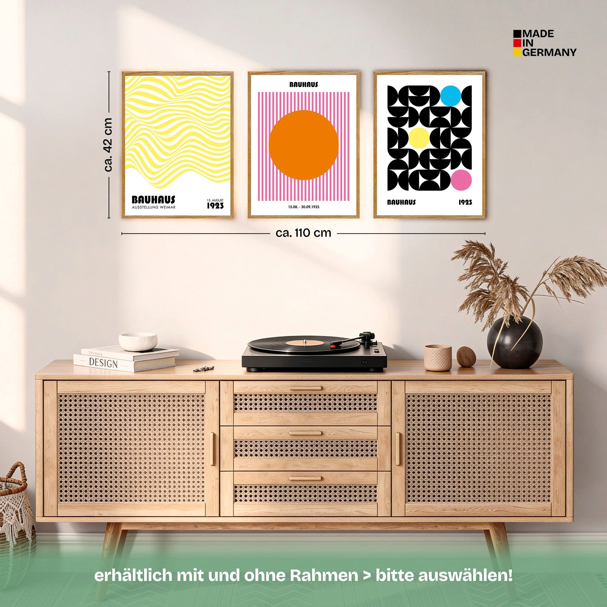 ARTFAVES Bilder-Collage Poster Set Bauhaus Geometrie 3 I mehrteilige Bilderwand I Wandbilder B, (Wandbilder modern, 3 St)