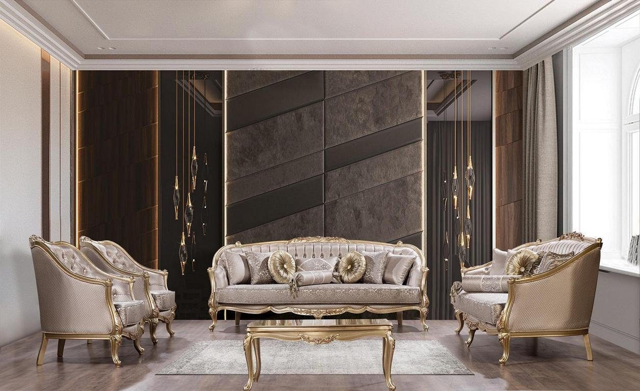 1 Chesterfield-Sofa Teile, in 3 Design Neu, Klassisch Luxus Europe Made Barock JVmoebel Sitz Sofa Wohnzimmer Textil Sofa