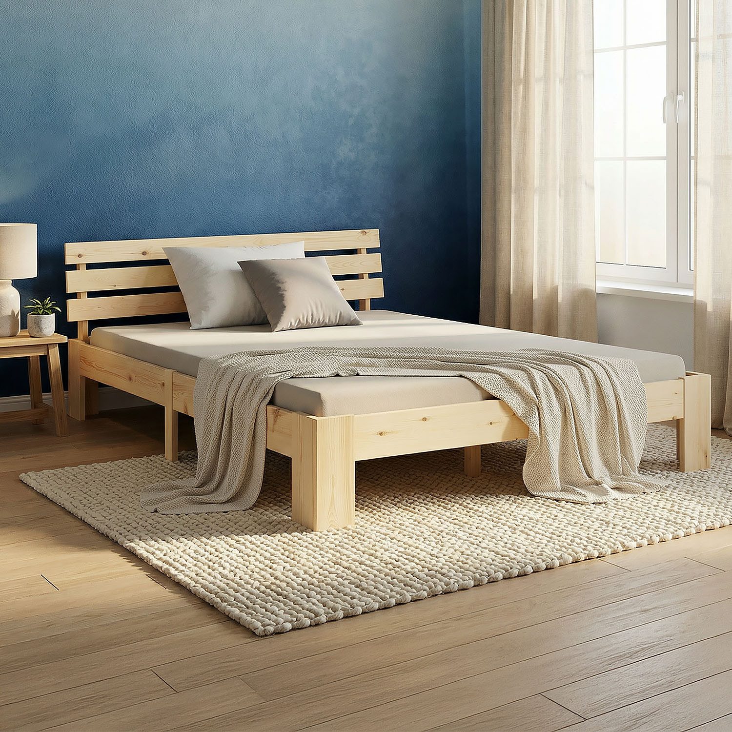 Homestyle4u Massivholzbett 90x200 120x200 140x200 160x200 180x200 mit Lattenrost Doppelbett (Set, mit Lattenrost, Braun), 120x200, modern, stabil