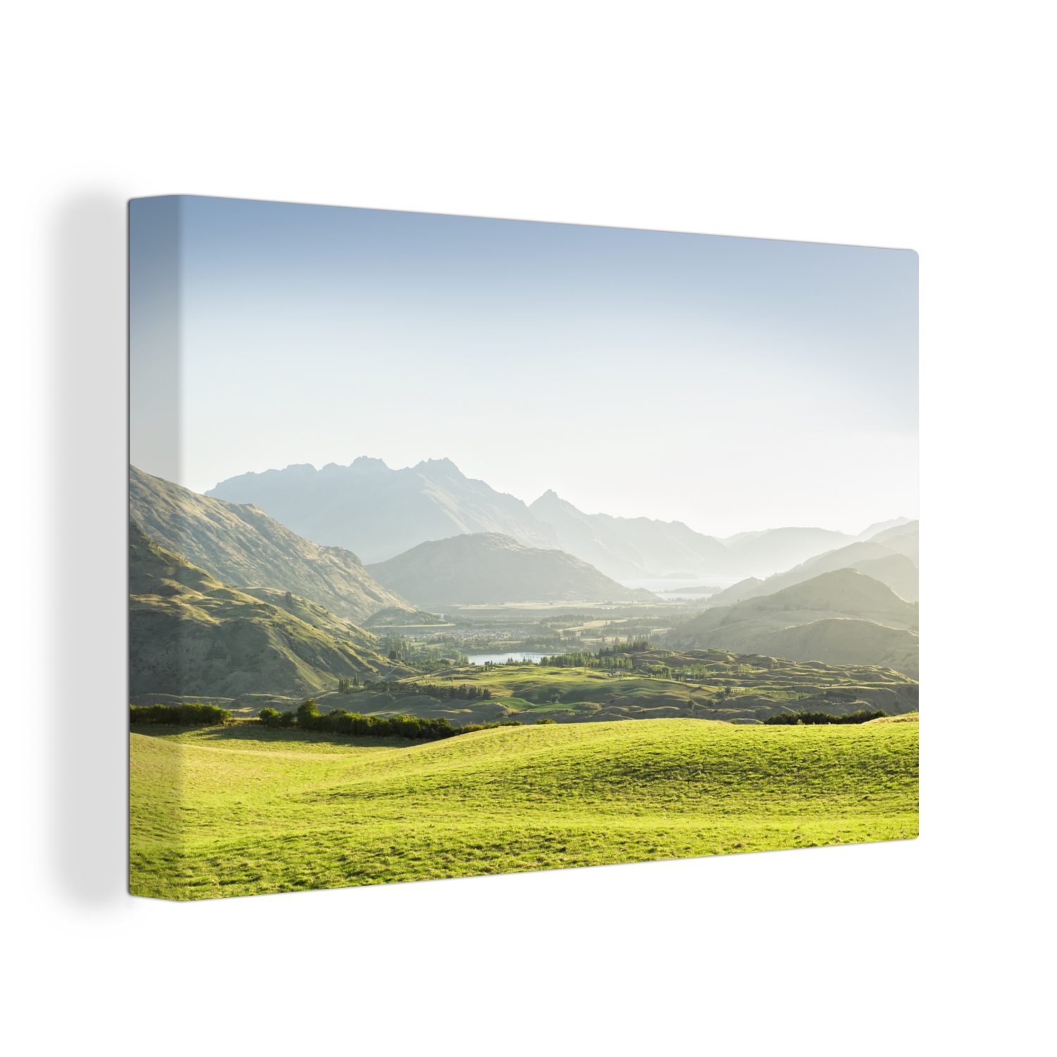 OneMillionCanvasses® Leinwandbild Hügellandschaft Neuseeland Fotodruck, (1 St), Wandbild Leinwandbilder, Aufhängefertig, Wanddeko, 30x20 cm