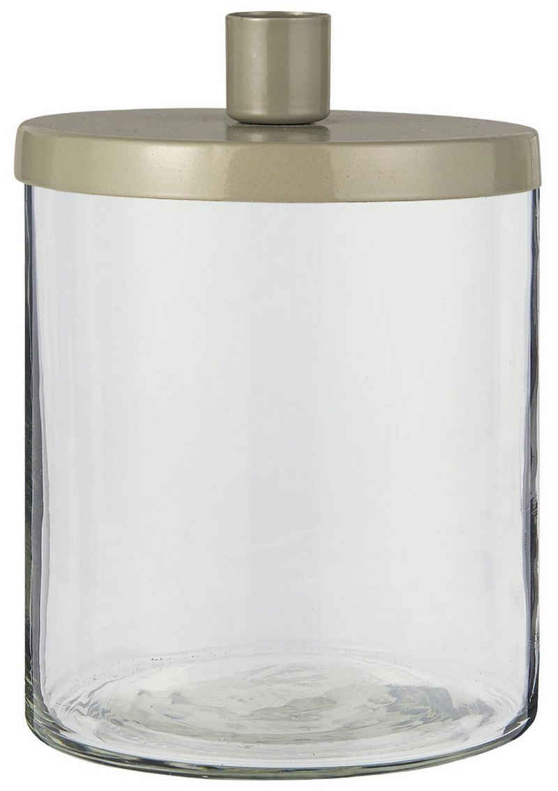 Ib Laursen Windlicht IB Laursen Kerzen Halter H=16,5 cm Kästchen Ständer Aufbewahrung Glas grau Kerze (1 x Glashalter)
