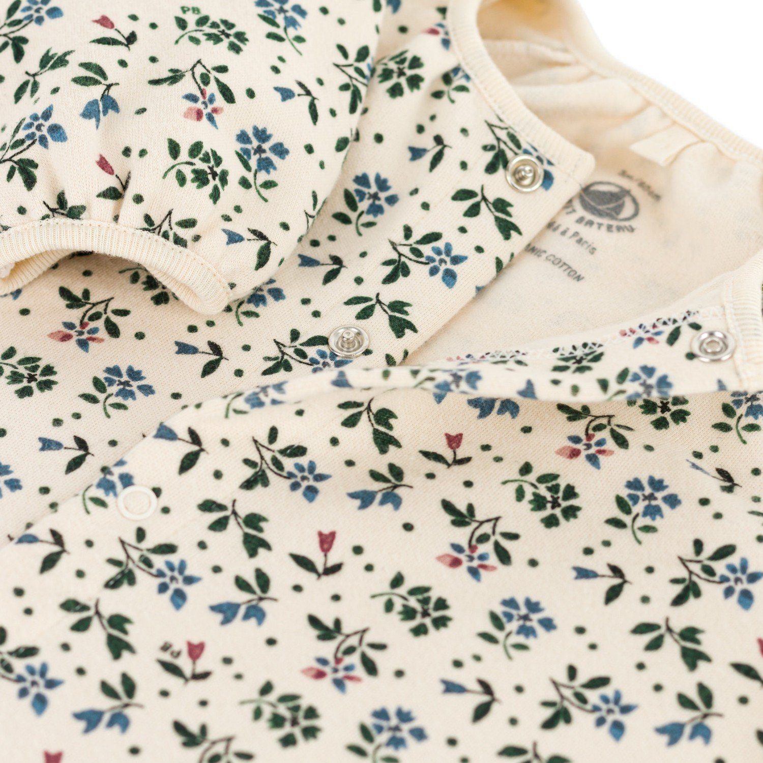 Petit Bateau Wickelbody Petit Bateau Langarm Overall beige mit Blumen