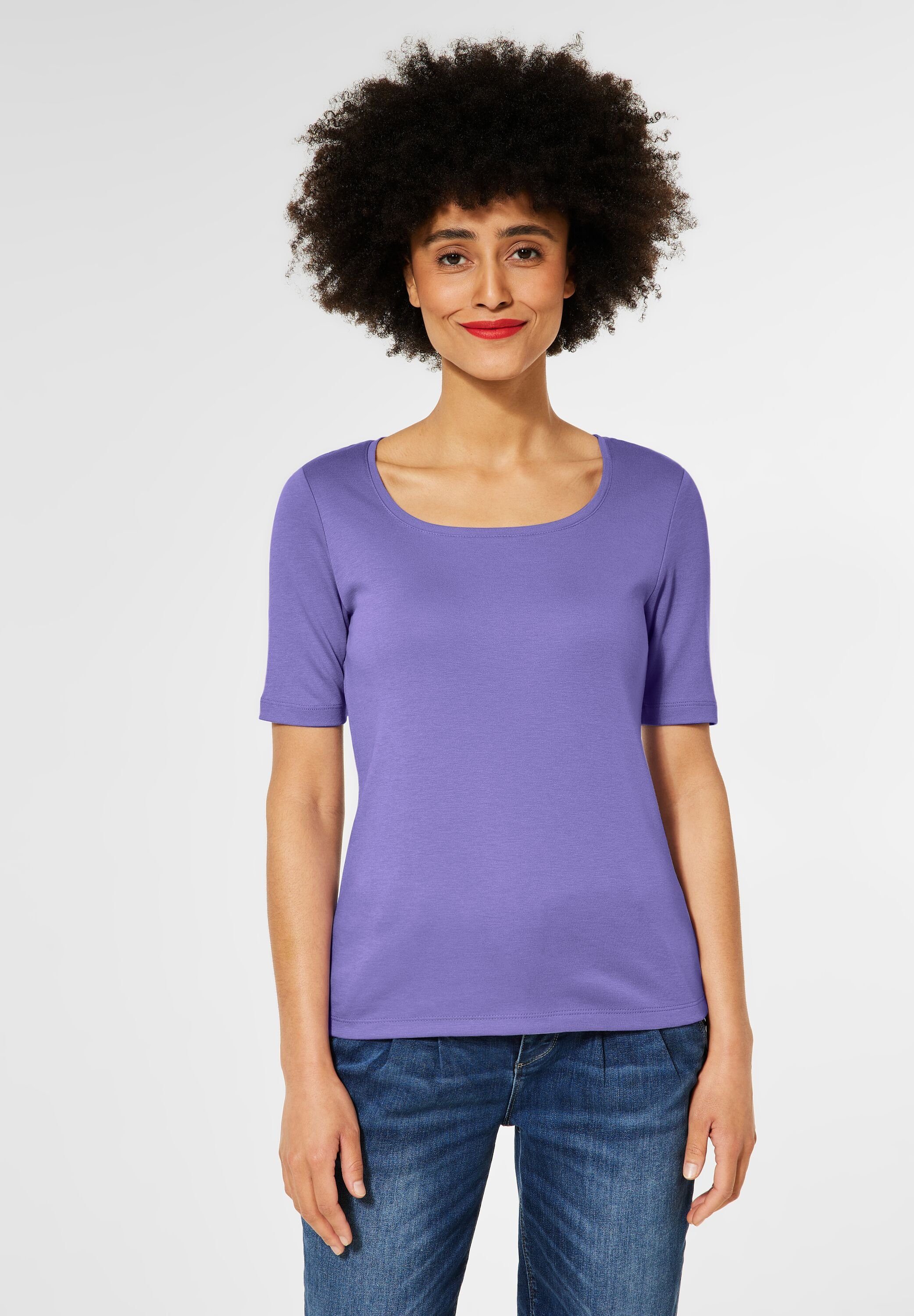 STREET ONE Rundhalsshirt in Unifarbe violet tulip