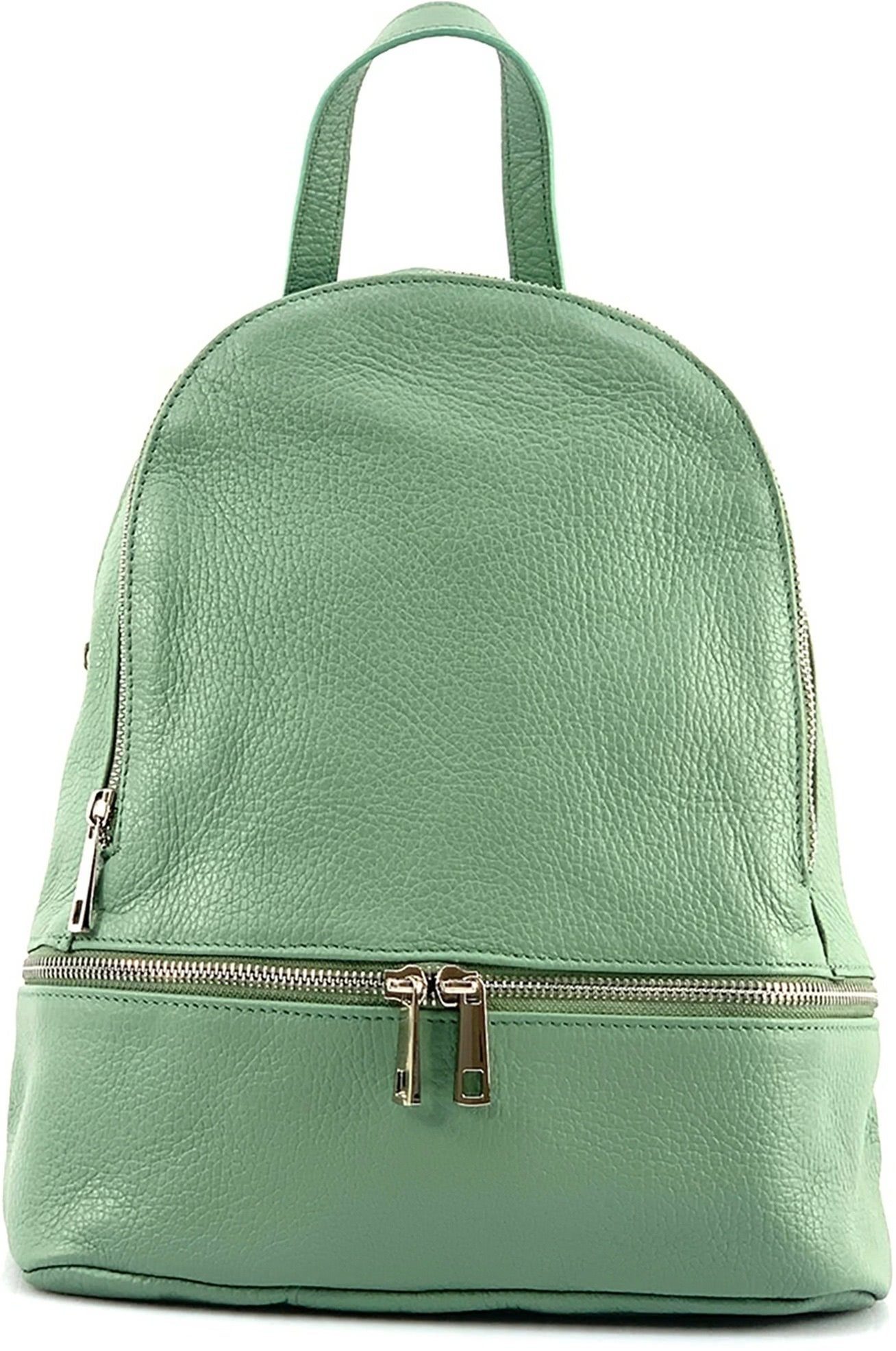 FLORENCE Cityrucksack Florence Damen Rucksack Echtleder (Cityrucksack, Cityrucksack), Damen Tasche Echtleder hellgrün, Made-In Italy