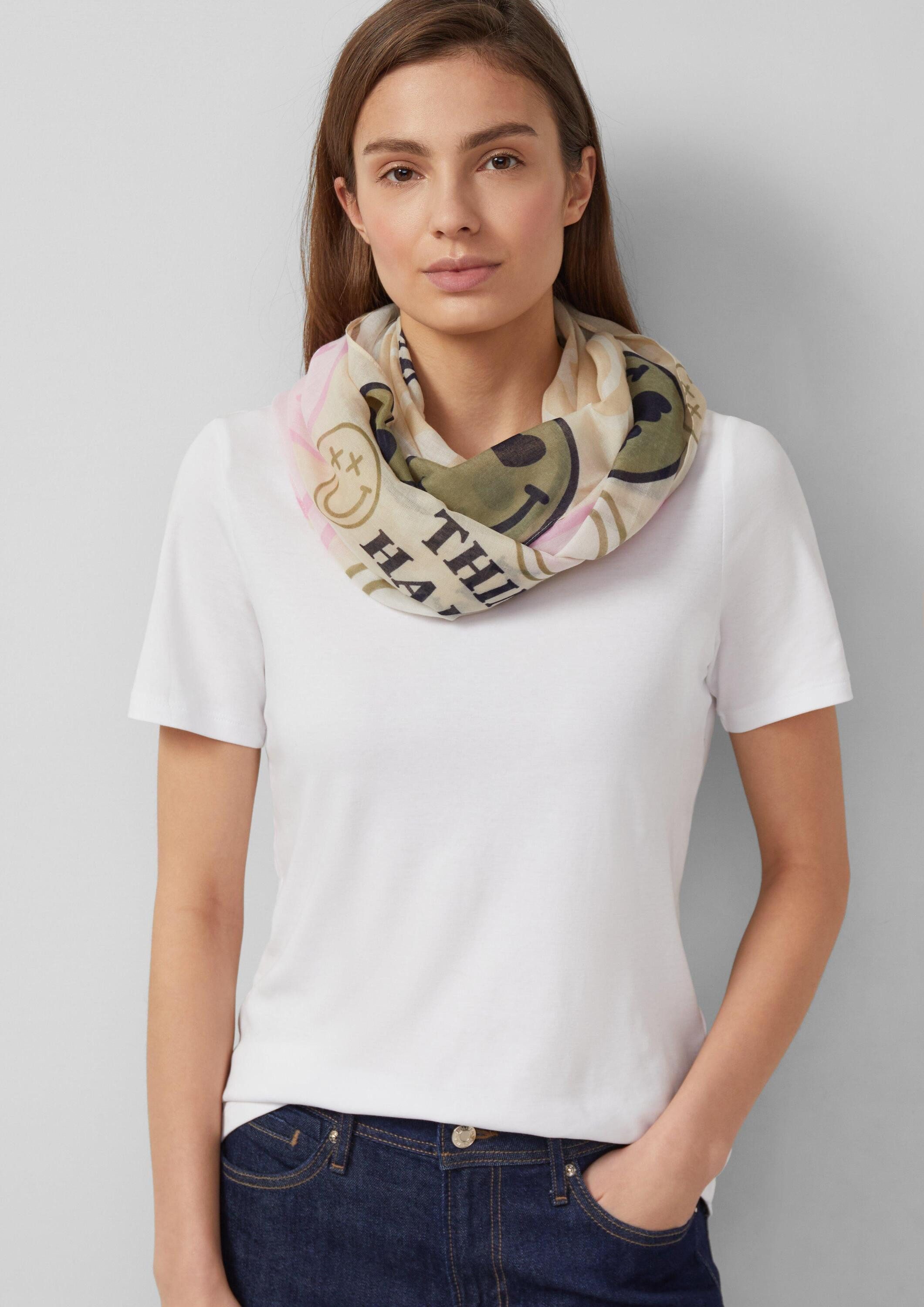 s.Oliver Loop Snood, Loop-Schal mit S.W.-Smiley®-Print günstig online kaufen