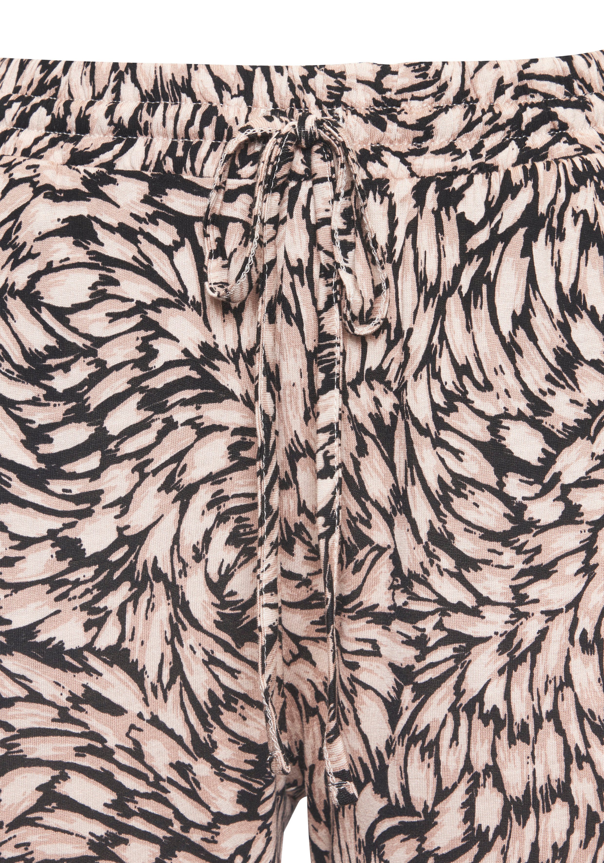 Buffalo Jerseyhose mit Alloverprint, sommerliche Schlupfhose mit Taschen, Strandhose