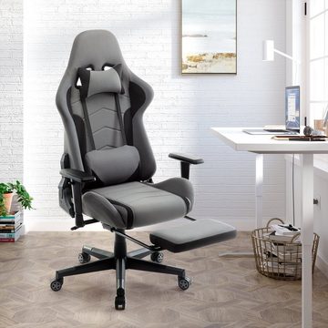 Intimate WM Heart Gaming-Stuhl Stoff Computerstuhl, Ergonomischer Bürostuhl, mit Einziehbarer Fußstütze und Hoher Rückenlehne