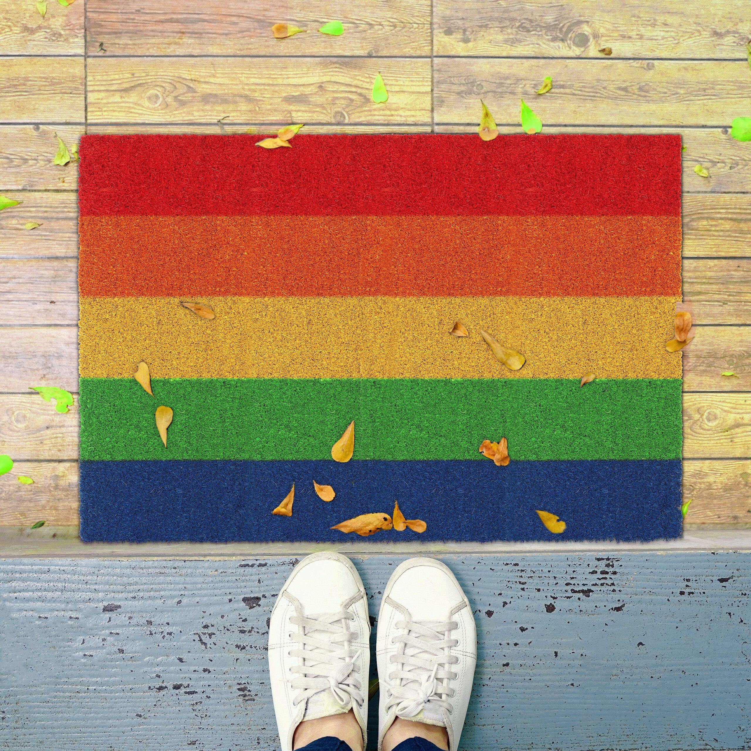 relaxdays Fußmatte Kokos Regenboge, rechteckig, Höhe: günstig online kaufen