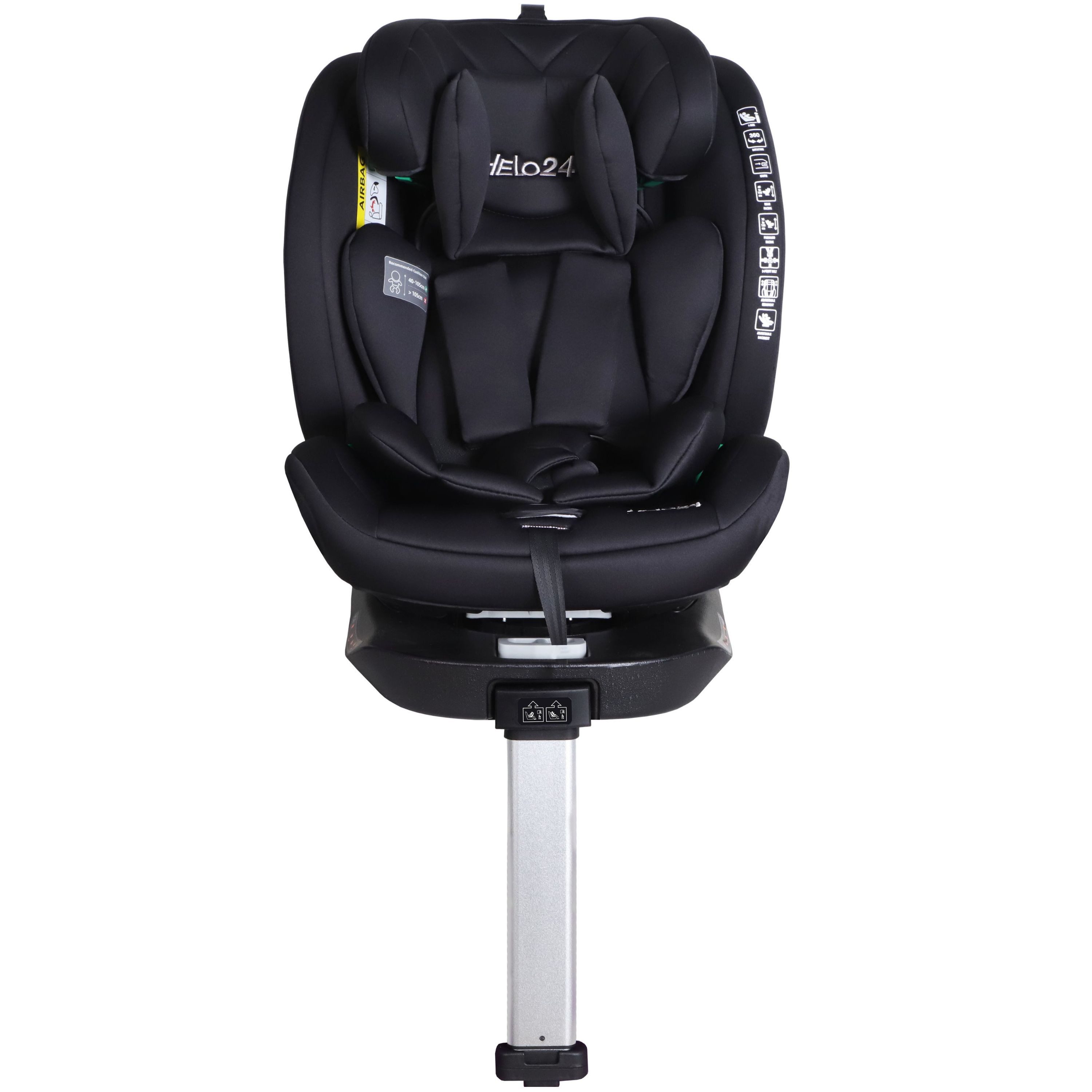 HELO24 Autokindersitz Sitz Isofix 360° drehbar ECE R129/04 40-150cm K6 Spin Pro Schwarz, ab: 40 cm, bis: 150 cm