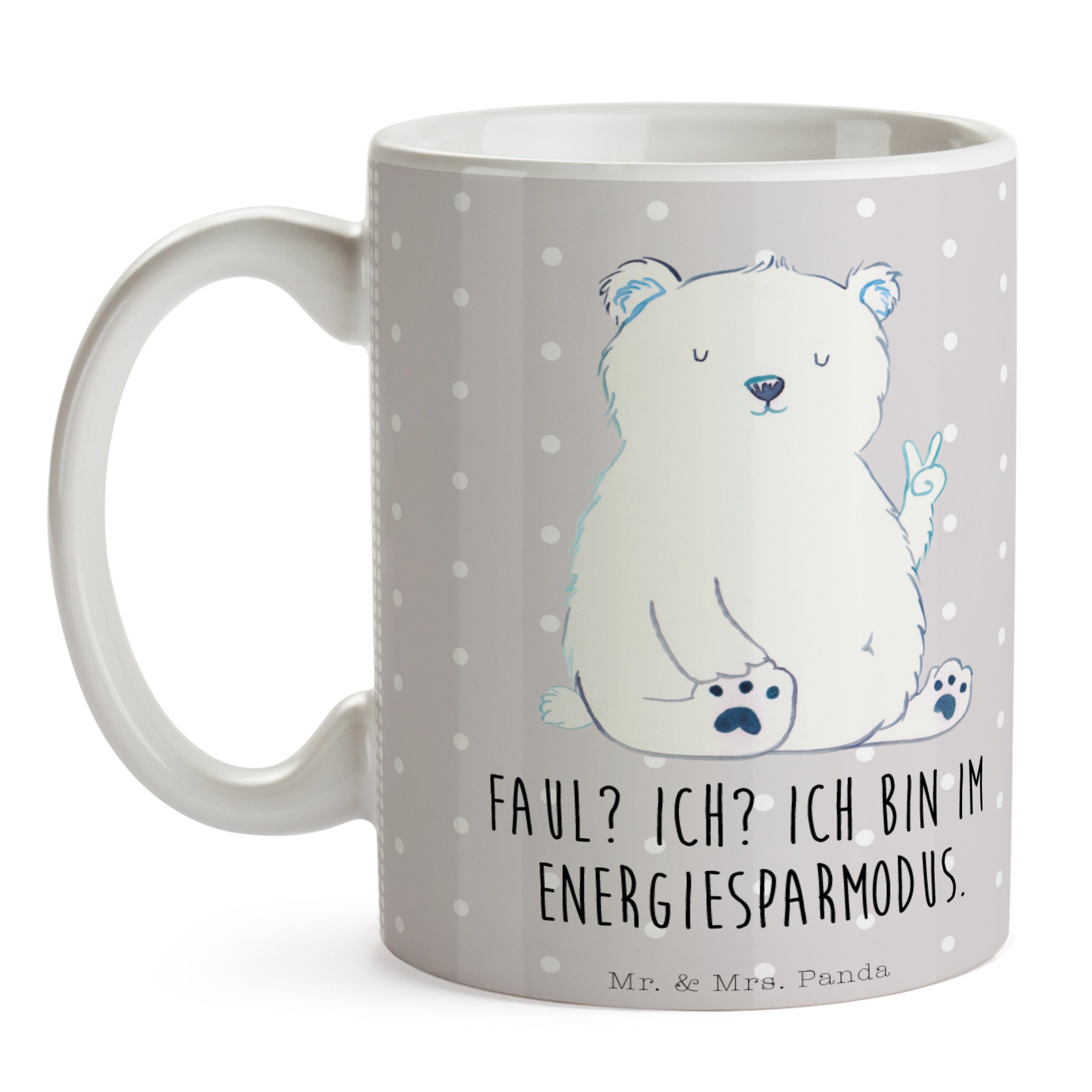 Teddybär, - Keramik Tasse - Grau Tasse, Mr. Geschenk, Eisbär Faul Panda & Mrs. Kaffeebecher, Pastell