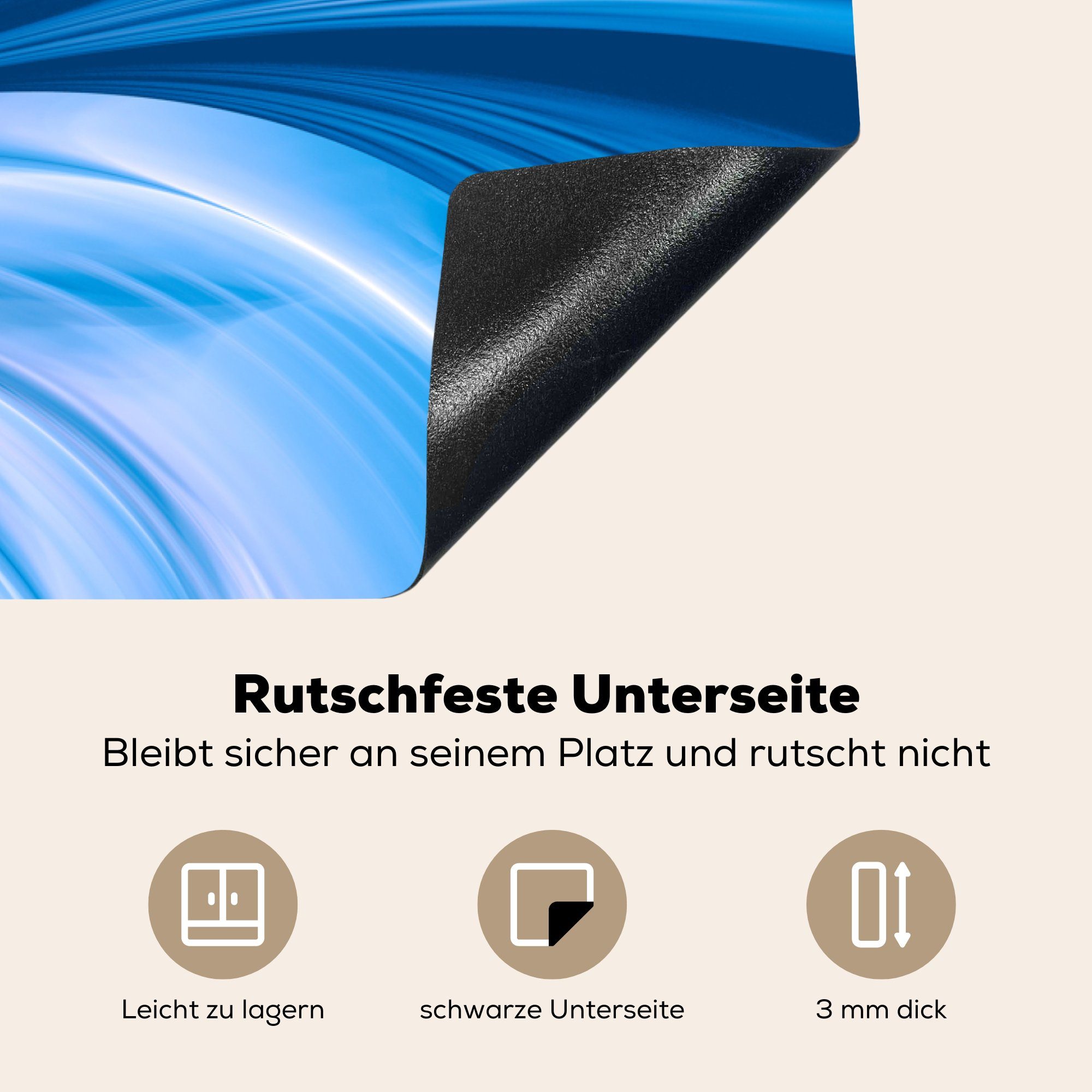 Abstrakt - tlg), Arbeitsplatte (1 Blau cm, 83x51 für Ceranfeldabdeckung, küche - MuchoWow Vinyl, Herdblende-/Abdeckplatte Design,