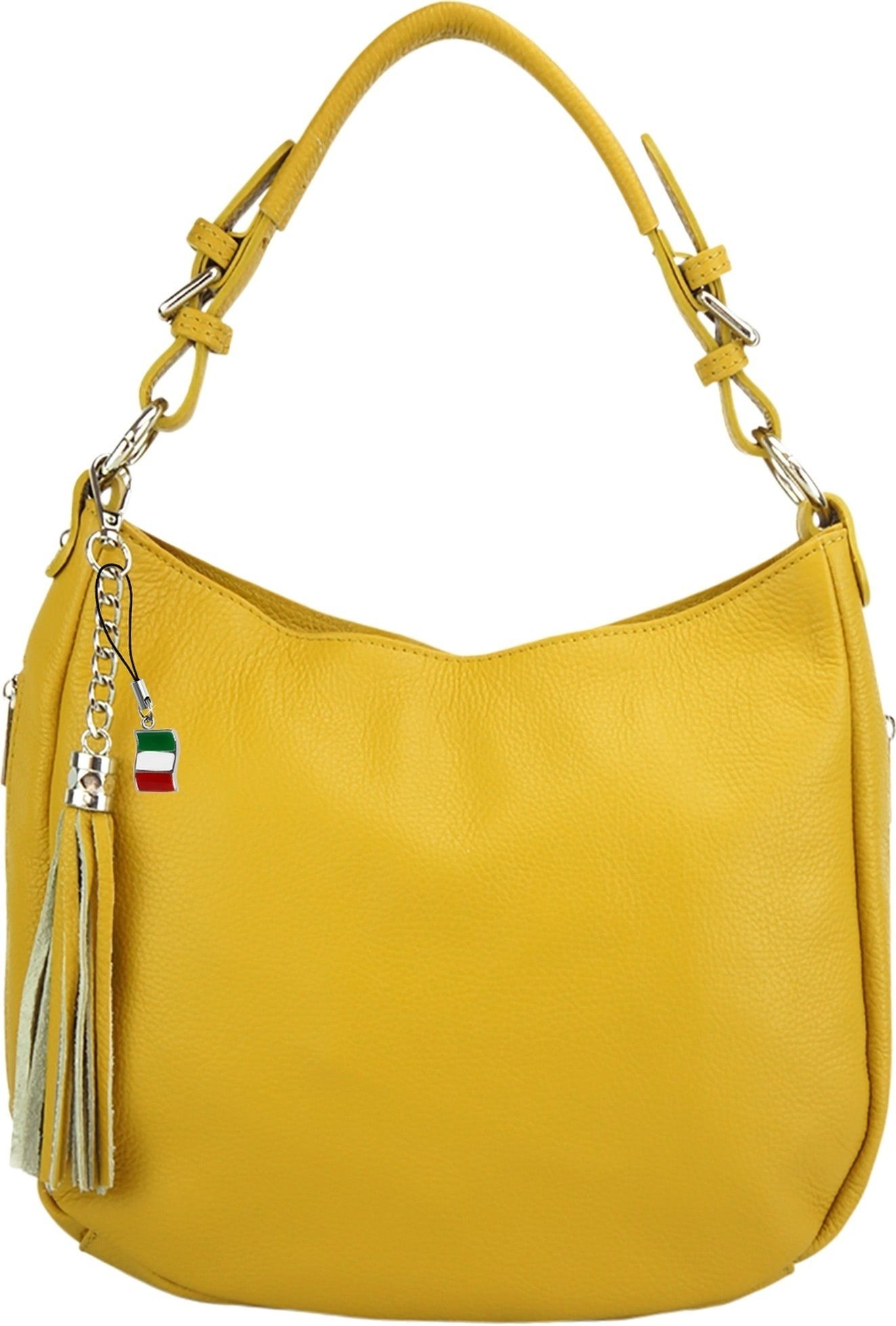 FLORENCE Shopper D2OTF134X Florence Hobo-Bag Schultertasche colore (Schultertasche, Shopper), Damen Tasche Echtleder gelb, Made-In Italy