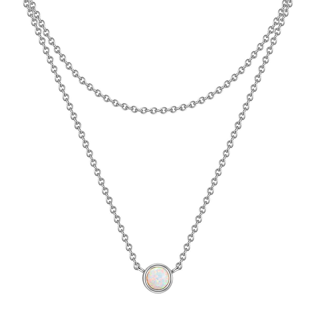 Glanzstücke München Kette mit Anhänger GSM1194 (1-tlg), Kette mit Anhänger Sterling Silber Opal (synth)