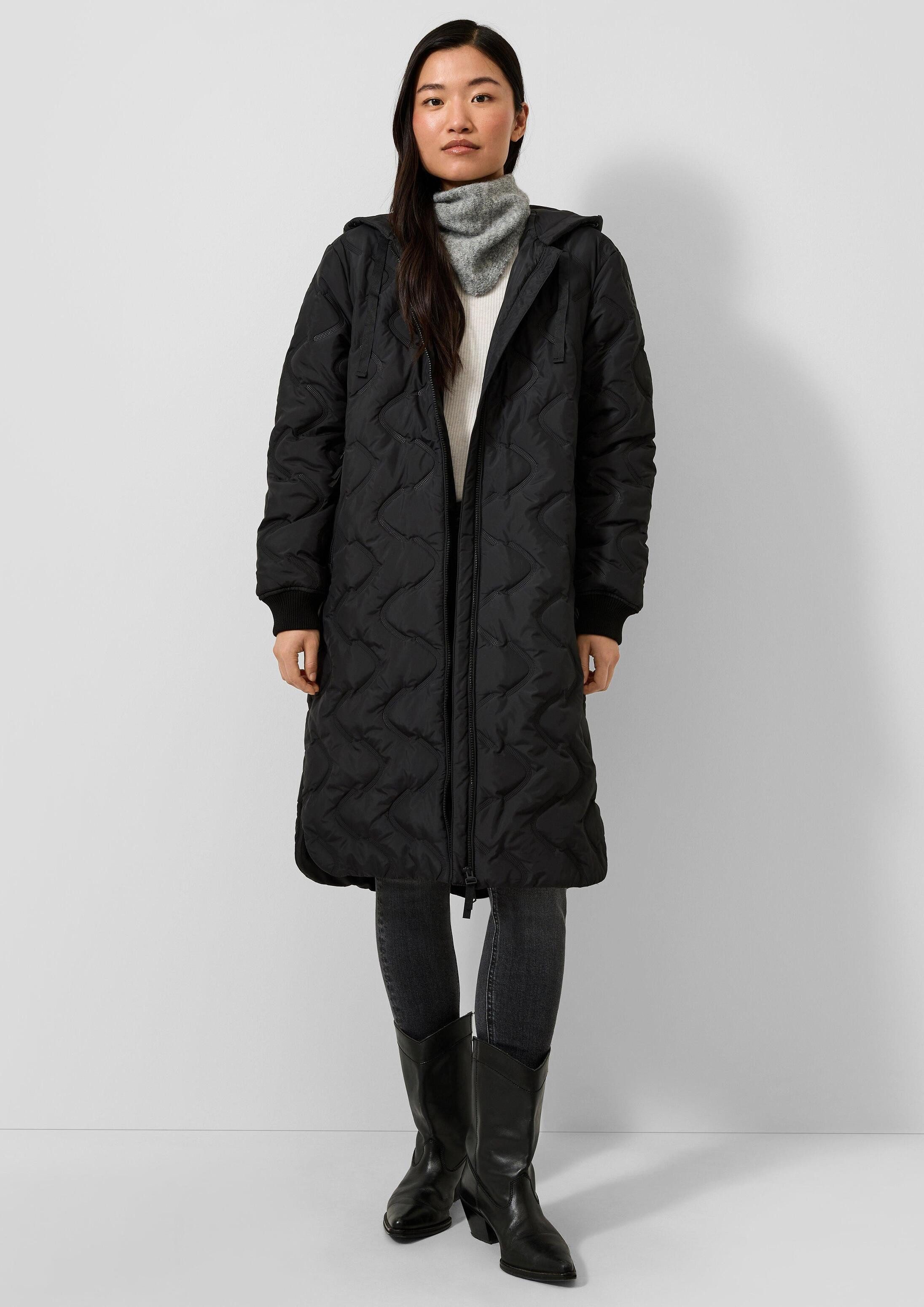 QS Wintermantel Outdoor-Mantel Wattierter Mantel mit geprägtem Muster