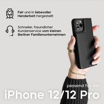 wiiuka Handyhülle suiit Hülle für iPhone 12 / 12 Pro, Klapphülle Handgefertigt - Deutsches Leder, Premium Case