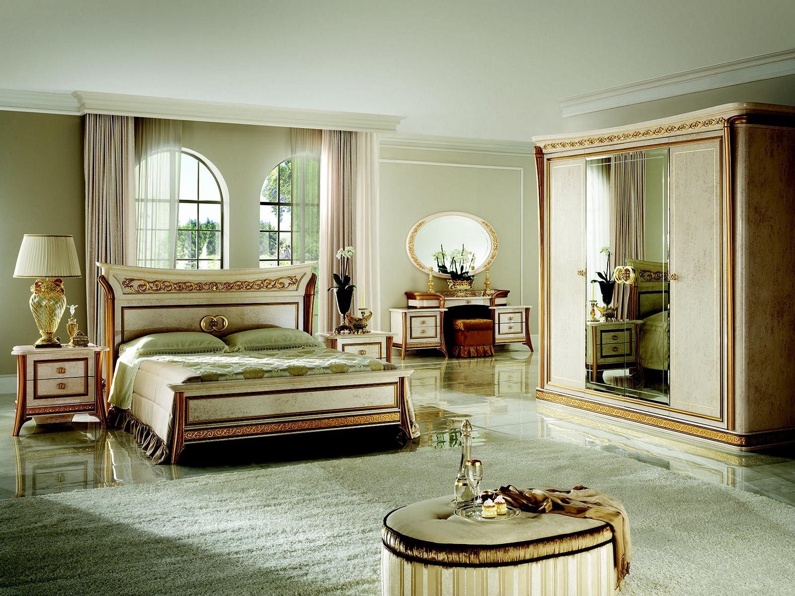 Xlmoebel Schlafzimmer-Set arredoclassic™ Melodia Barock Rokoko Bett mit Nachttisch 6tlg., (1-tlg), Made in Europa