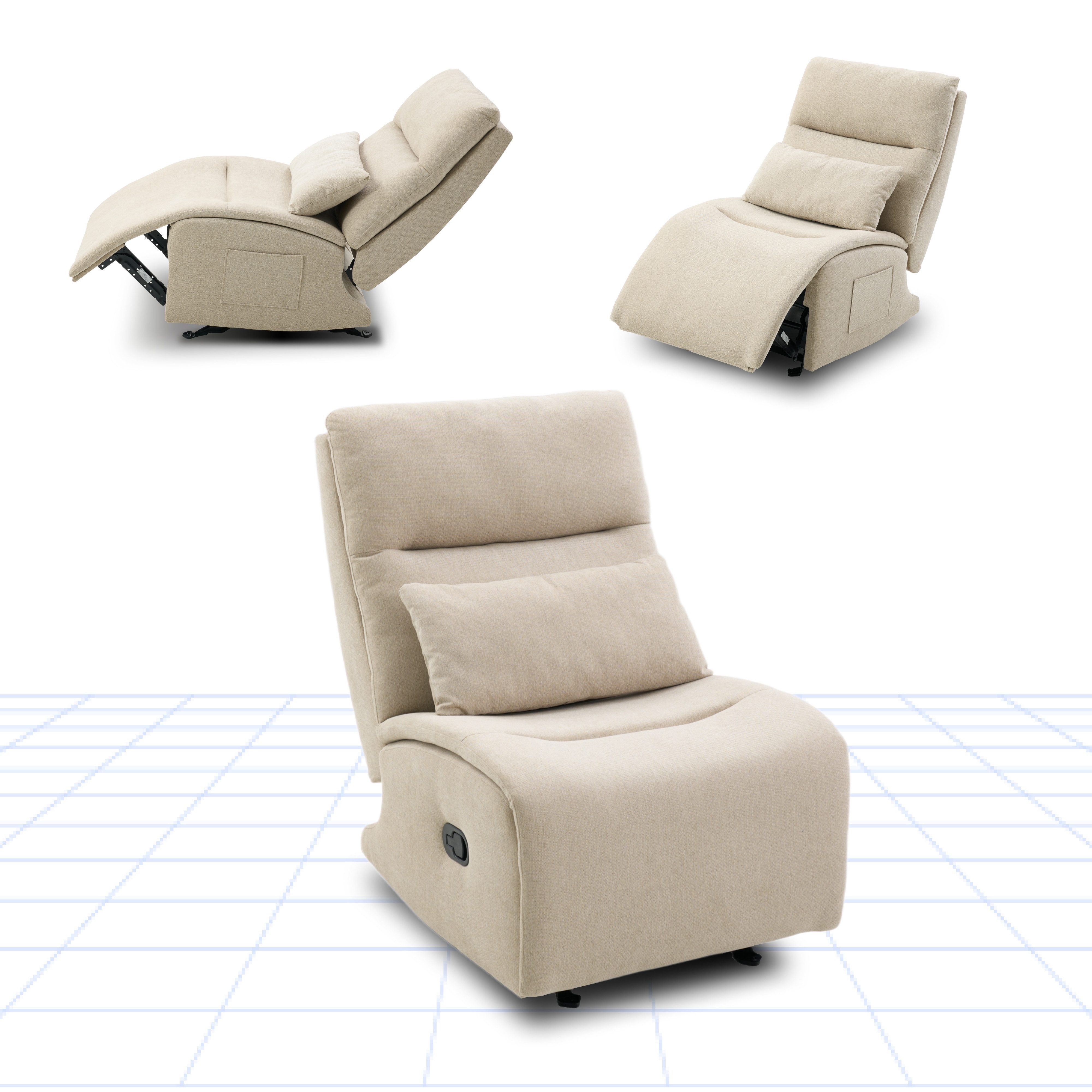 FLEXISPOT Loungesessel Cradle, Relaxsessel, Liegesessel, Schaukelstuhl mit Seitentaschen (Relaxsessel, Rockingsessel, mit 3-Fach Liegefunktion), Kissen & Seitentasche, ideal für Familie & Entspannung