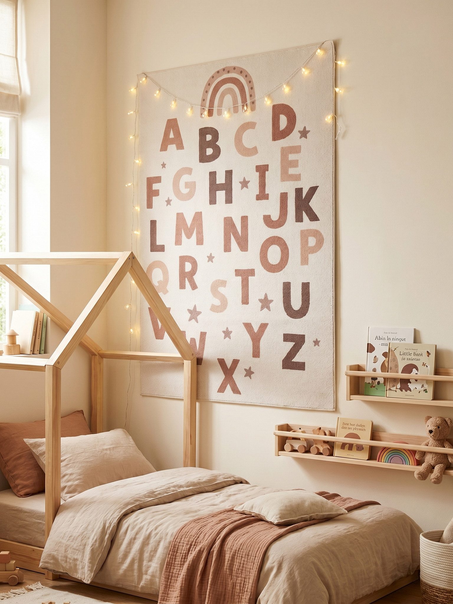 KADIMA DESIGN Kinderteppich TINO Kinderteppich Waschbar Kinderzimmer Schadstoffgeprüft, Läufer, Höhe: 10 mm, Creme, 80x150 cm, Kinderteppich Waschbar Spielteppi – Bild 4 von 5