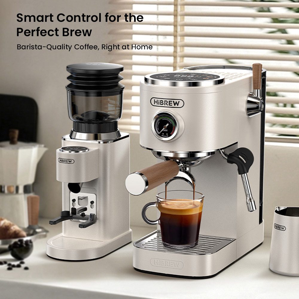 HiBREW Espressomaschine, Kaffeehalbautomat,20 Bar, interaktives Touchscreen, Multifunktion