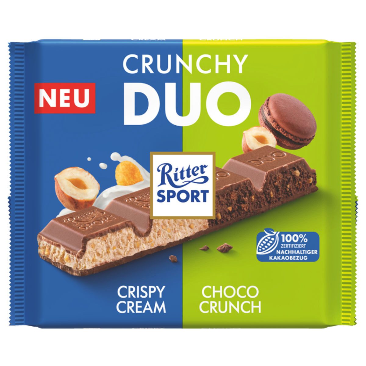 Ritter SPORT Schokolade, Ritter Sport Crunchy Duo knusprige Crispy Cream und Choco Crunch 218g